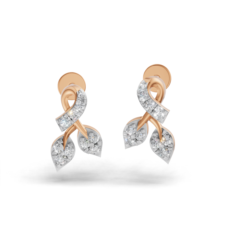 Double Leaves Diamond Stud